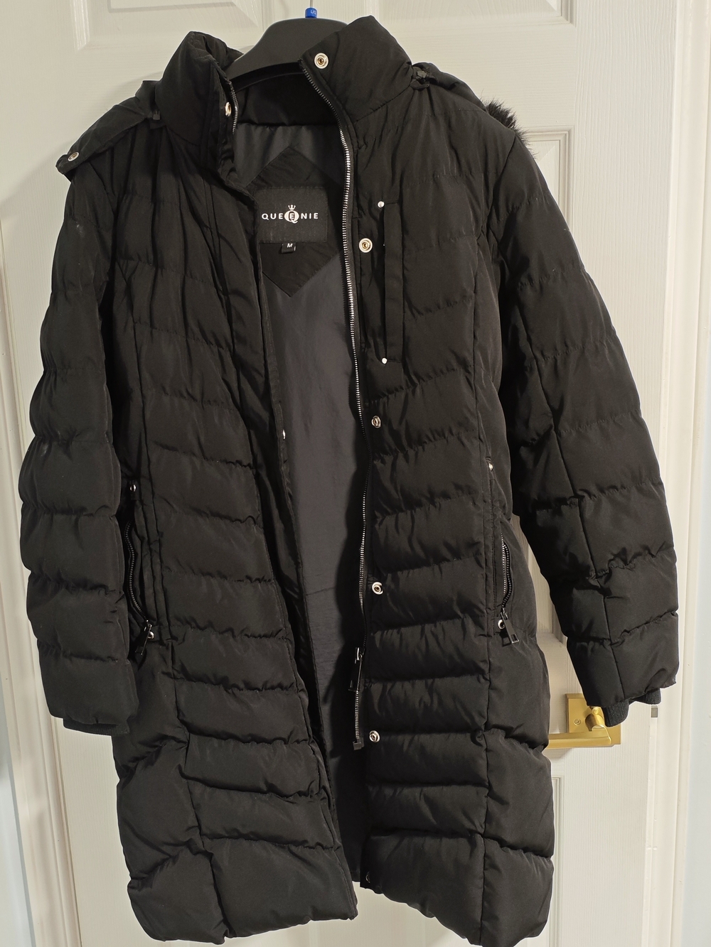 Black Long Puffer Coat with Hood